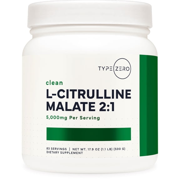 Type Zero Clean L-Citrulline Malate 2:1 Powder Drink Mix (Unflavored) 500g - Keto Friendly, Gluten Free, Non-GMO