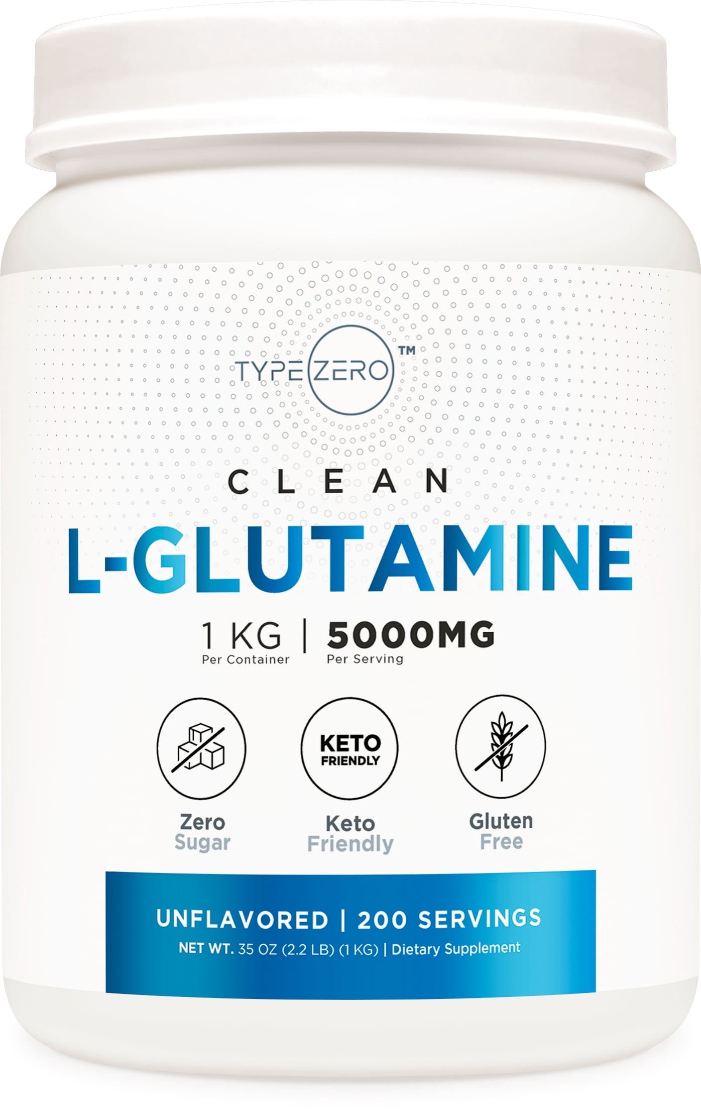 Type Zero Health, L Glutamine Powder, 1KG, 5000mg Vegan - Walmart.com