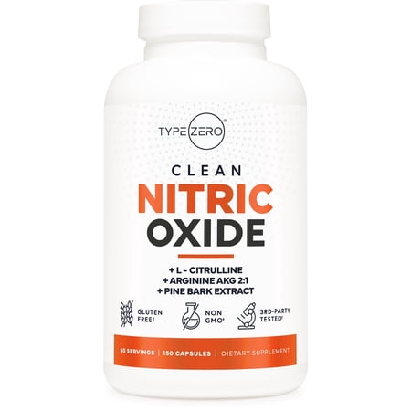 Type Zero Nitric Oxide 6X Booster, 150 Veggie Capsules - Natural Supplement - Beetroot, Arginine AKG, Citrulline, Pine Bark, Garlic & VIT C | #1 Nitric Oxide Pills for Men, Nitrous Oxide Blood Flow
