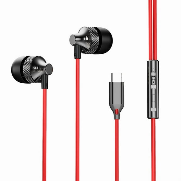 Type-c Headphones Wired with Microphone Volume Control, in-Ear Earphones Wired Compatiblewith iPhone/iPad/Android/Laptop/PC/MP3/4 and Other Type-c Jack Devices2 Packs