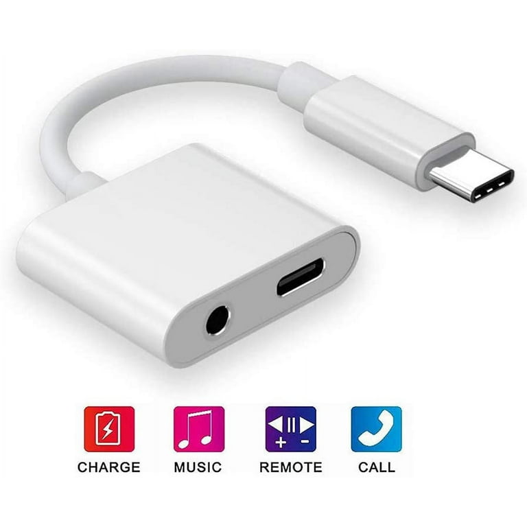 USB-C to 3.5mm Headphone Audio Adapter 3 in 1 DAC Dual Type C Jack Aux  Charger Splitter Dongle compatible for Samsung Galaxy LG Google Pixel Apple