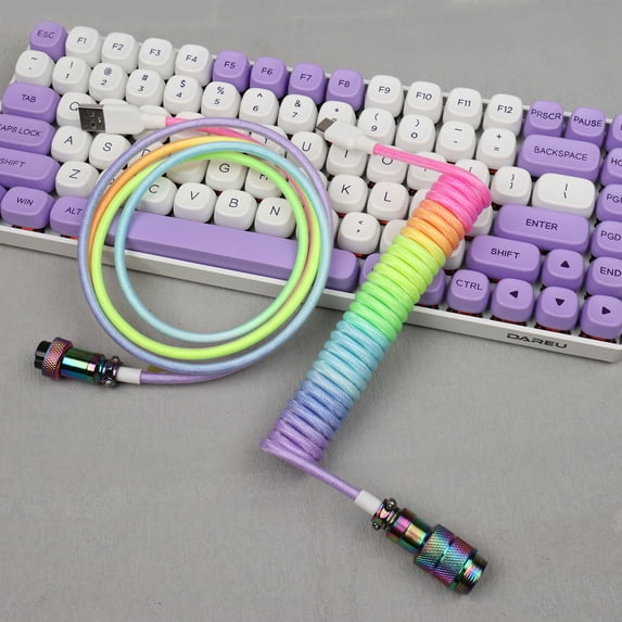 Type-c Usb Mechanical Keyboard Cable With Gx16 Dazzling Aviator Connector Plug Coiled Usb Keyboard Cable