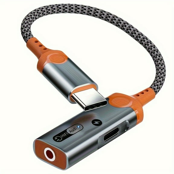 Type-c to 3.5mm Headphone + Charging Two-in-One Converter with DAC Chip PD 60W Fast Charging, Soundless Quality