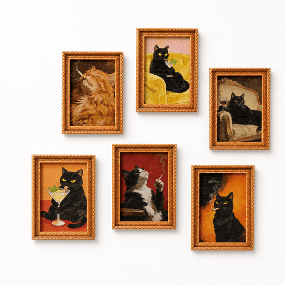 Type10 Cute Wooden Refrigerator Locker Photo Frames Cat Pattern Decor