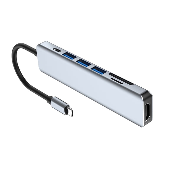 TypeC Aluminum Alloy Docking Station USB3.0 Splitter HUB for Computer Tablrts Charging Dock Adapter 4KHDMI PD USB 7-Port