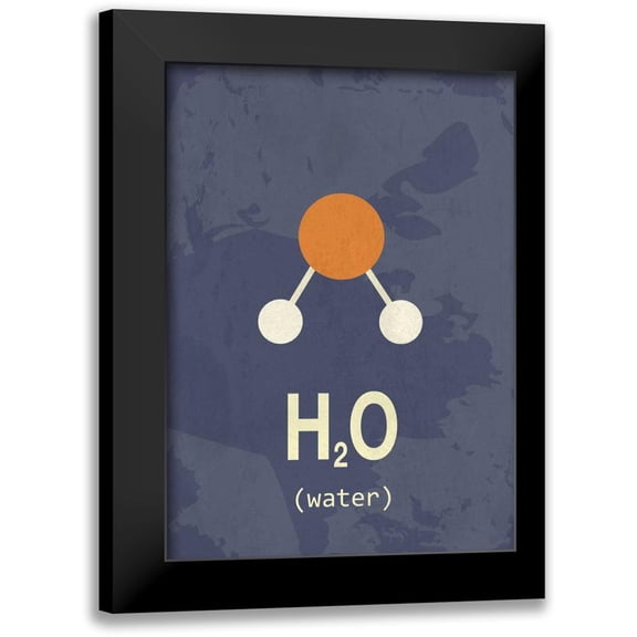 TypeLike 11x14 Black Modern Framed Museum Art Print Titled - Molecule Water