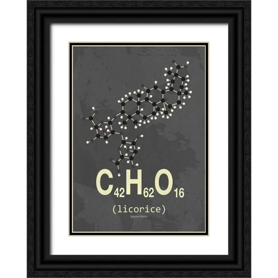 TypeLike 11x14 Black Ornate Wood Framed with Double Matting Museum Art Print Titled - Molecule Licorice