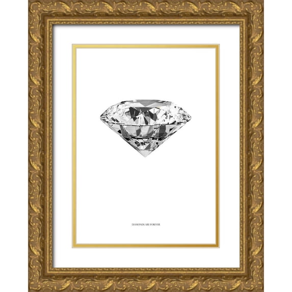 TypeLike 14x18 Gold Ornate Wood Framed with Double Matting Museum Art Print Titled - Diamonds are Forever II
