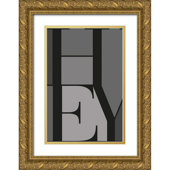 TypeLike 17x24 Gold Ornate Wood Framed with Double Matting Museum Art Print Titled - Hey