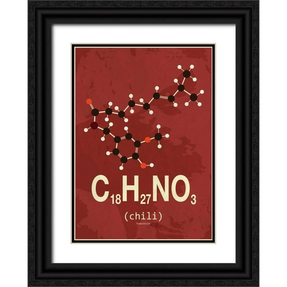 TypeLike 24x32 Black Ornate Wood Framed with Double Matting Museum Art Print Titled - Molecule Chili