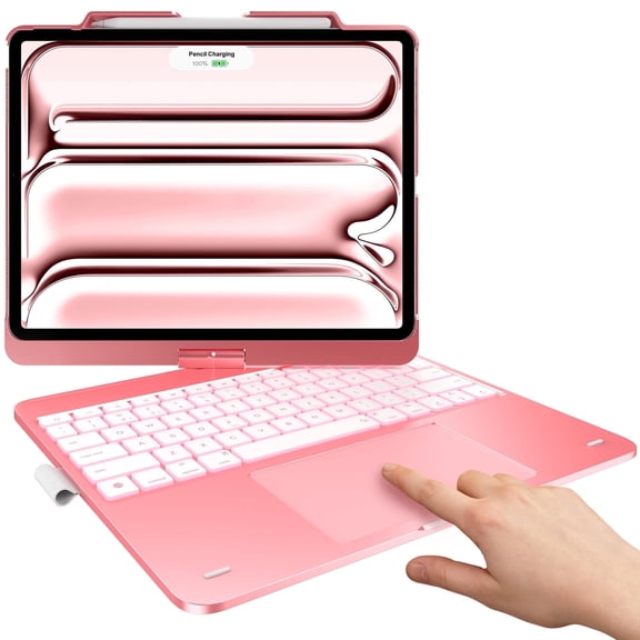 typecase Keyboard Case for iPad Pro 13"(M5/M4, 2025/2024), iPad Air 13"(M4/M3/M2, 2026/2025/2024), Pro 12.9"(3rd-6th Gen), Trackpad, 11-Color Backlit, 360 Rotatable with Pencil Holder - Rose Gold