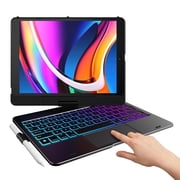 Typecase iPad Keyboard Case with Touch for 10.2 inch iPad 9th Gen 2021, 8th Gen 2020, 7th Gen 2018, iPad Air 3 & iPad Pro 10.5 - Backlight Wireless Keyboard Case with Pencil Holder Black