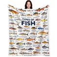 Types of Fish Educational Illustrated Ocean, Soft Warm Flannel Fleece ...