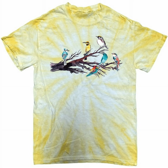 Types Of Birds Perch On Tree Branch Adult Tie Dye T-Shirt Bird Lover Tee