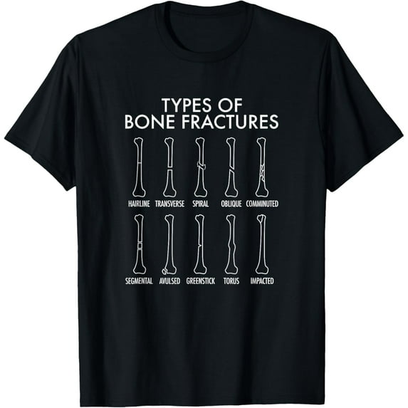 Types Of Bone Fractures, Orthopedic Surgeon T-Shirt men and women can wear, black, white, gifts