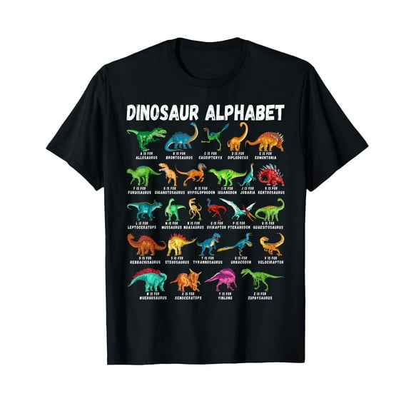 Types Of Dinosaurs Alphabet A-Z ABC Dino Identification T-Shirt