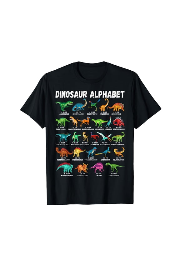 Types Of Dinosaurs Alphabet A-Z ABC Dino Identification T-Shirt