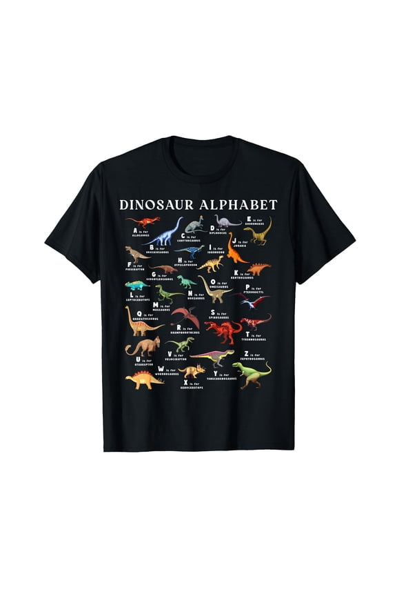 Types Of Dinosaurs Alphabet ABC Dino Identification A-Z T-Shirt