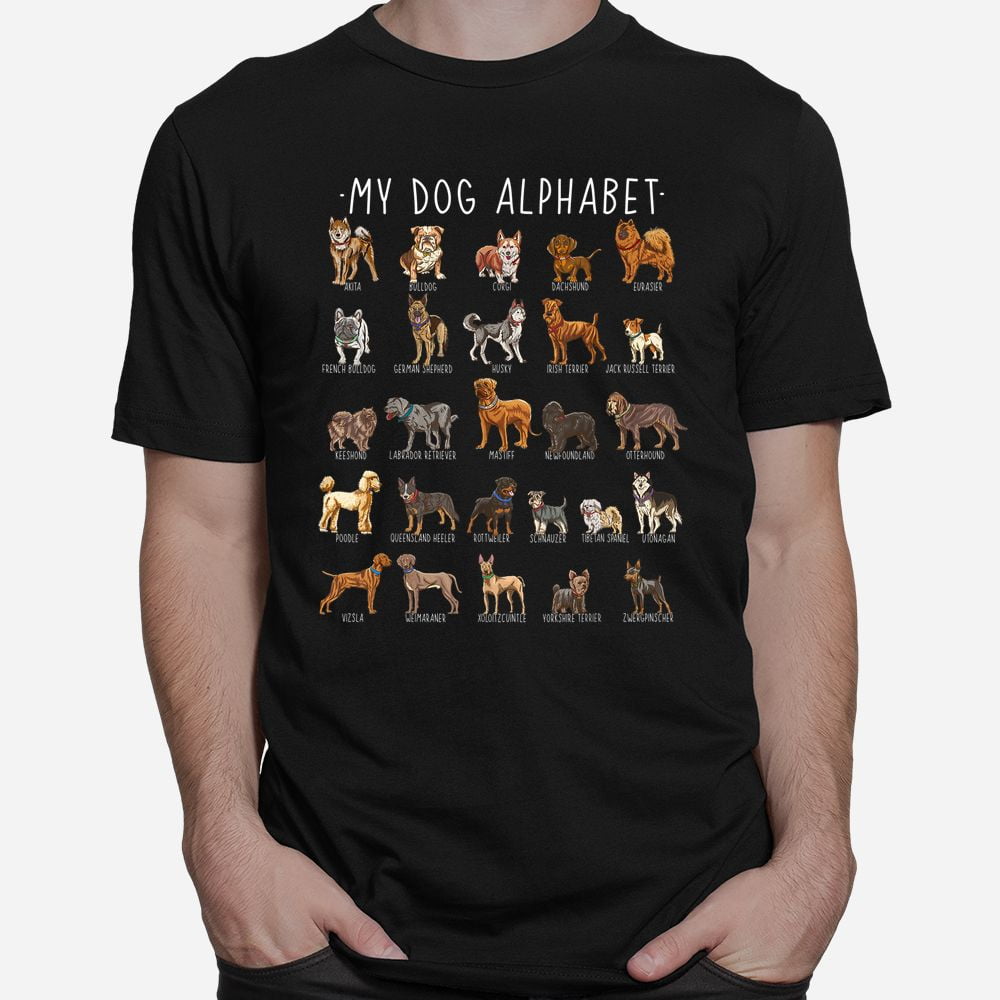 Types Of Dogs Alphabet Dog Identification AZ ABC Shirt