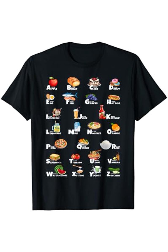Types Of Food Identification Kids ABC´s Foodie Alphabet T-Shirt