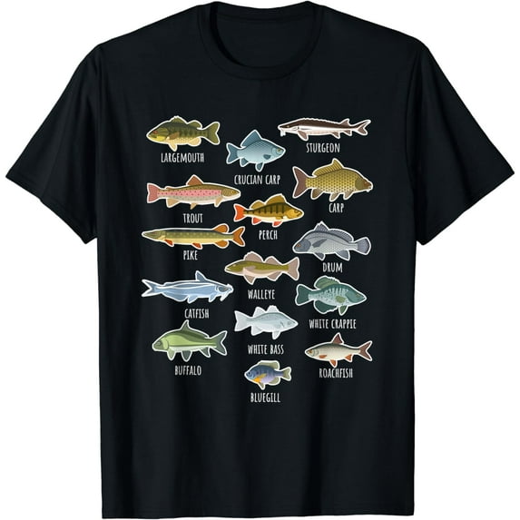 Types Of Freshwater Fish Species Fishing T-Shirt