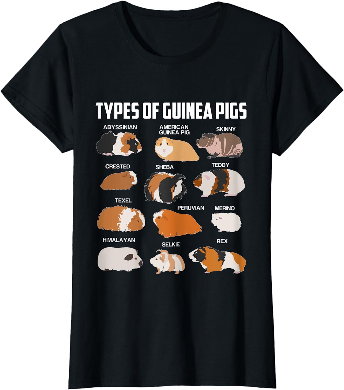 Types Of Guinea Pigs Owner Cool Animal Gift TShirt