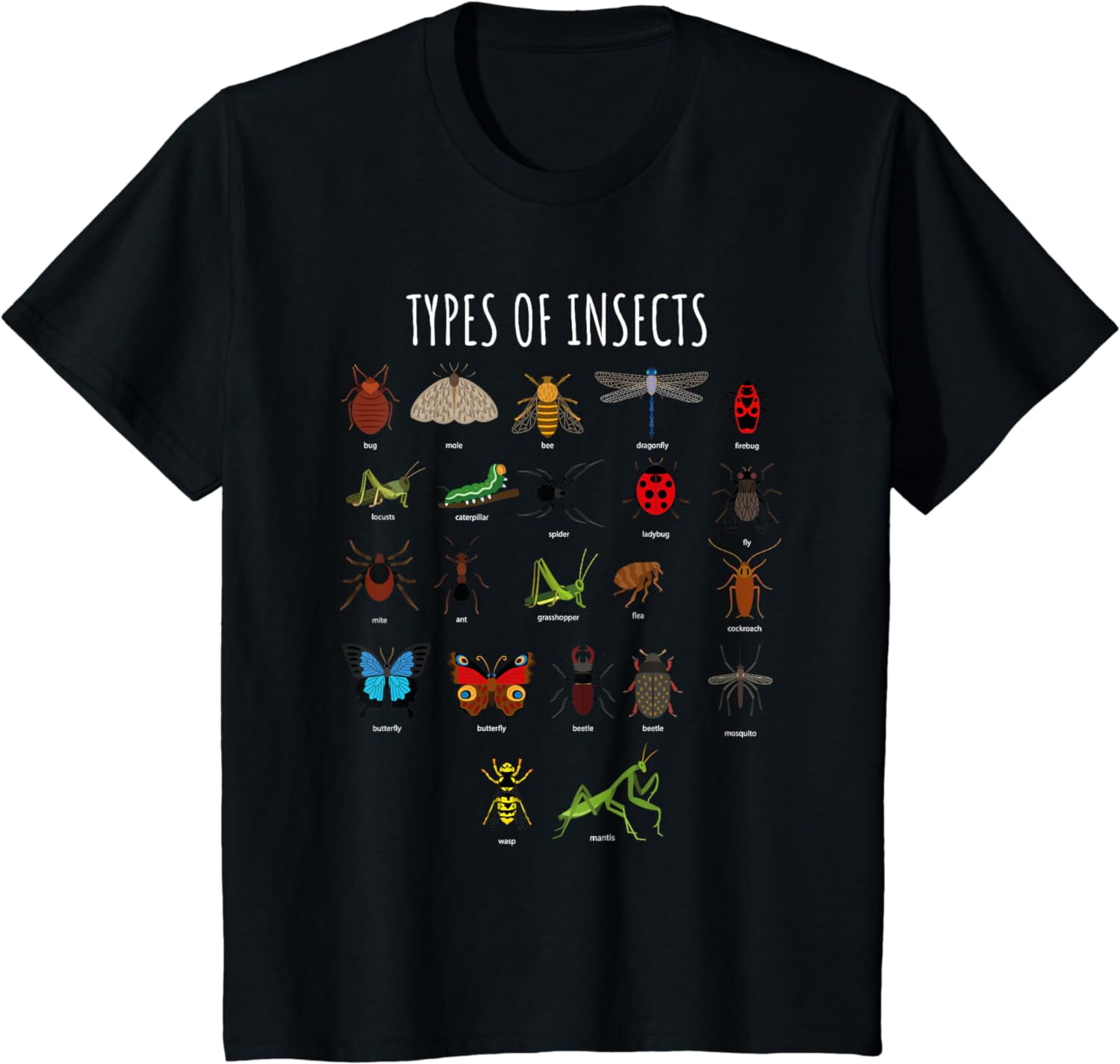 Types Of Insects T-Shirt Bug Identification Science Tee - Walmart.com