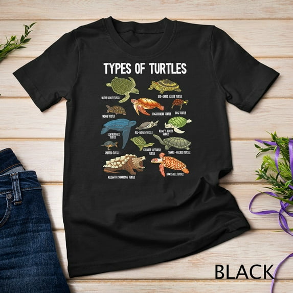 Types Of Turtles Identification Chart For A Turtle Lover Fan Unisex T-Shirt, for men & women, up to size 5XL