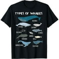 thumbnail image 1 of Types Of Whales Cute Ocean Mammals Guide T Shirt, 1 of 4