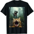 thumbnail image 1 of Types of Cat Cat Selfie With T-Rex Dinosaur T-Shirt, 1 of 7