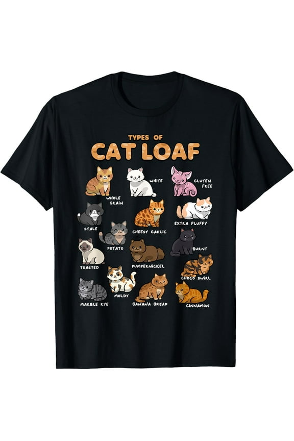 Types of Cat Loaf Cute Kitten Kawaii Cats, Cat Lover T-ShirtMen and women, White Black T-shirt, size: Extra large S-2013XL