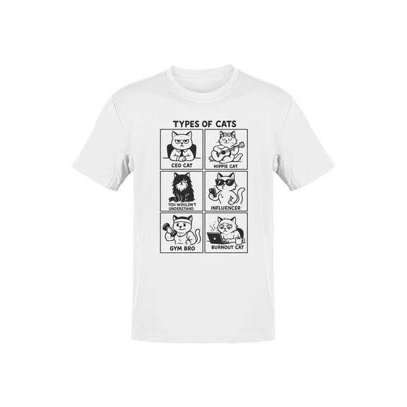 Types of Cats Illustrated Humor Men's T-shirt