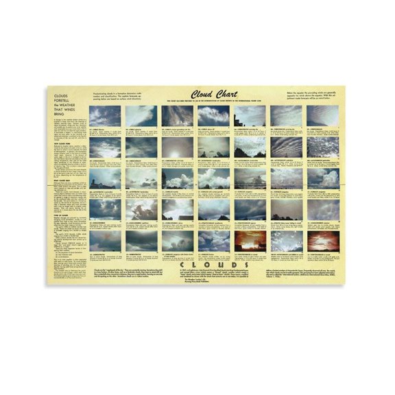 Types of Clouds Chart Poser Cloud Identification Guide 2 Canvas Painting Wall Art