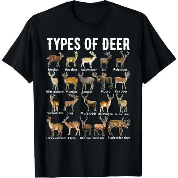 Types of Deer Shirt Deer Shirts Hunter Shirt Deer Hunting T-ShirtMen and women, Black T-shirt, size: Extra large