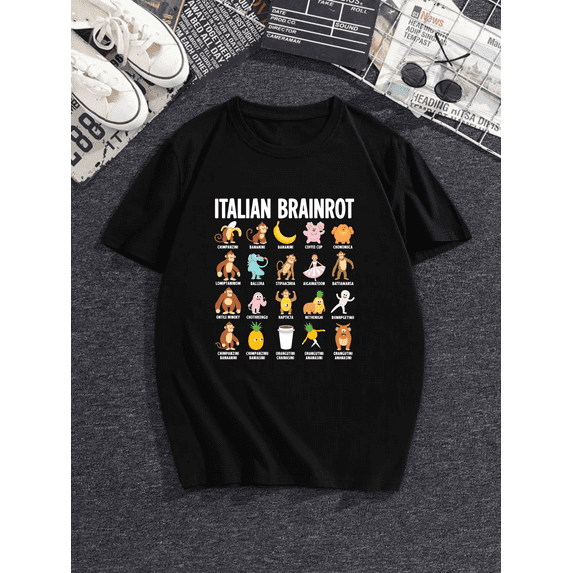 Types of Italian Brainrot Meme Character Hand Drawn for T-Shirt