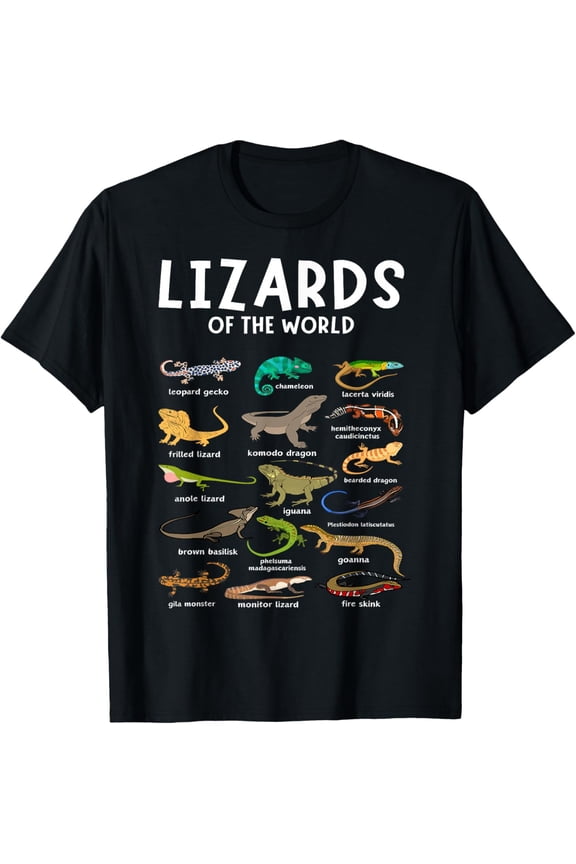 Types of Lizards of the World Reptile Herpetology Lizard T-Shirt