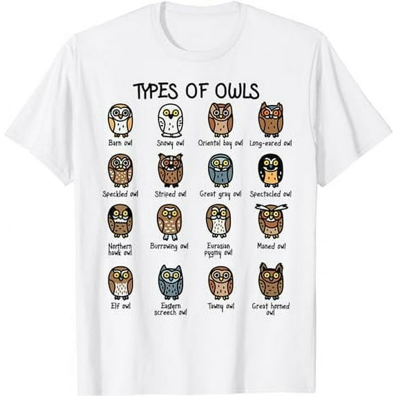 Types of Owls Collection For Cute Owl Lover T-Shirt