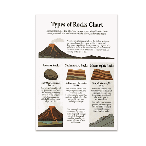 Types of Rocks Chart - Geology Enthusiast - 13x19 Poster Print
