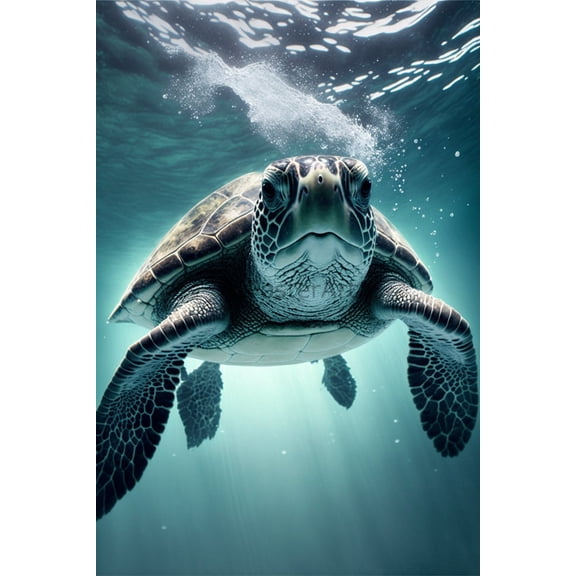 Types of Sea Turtles Vintage Art - Tortoises of Knowledge Poster 8x12 UNFRAMDE