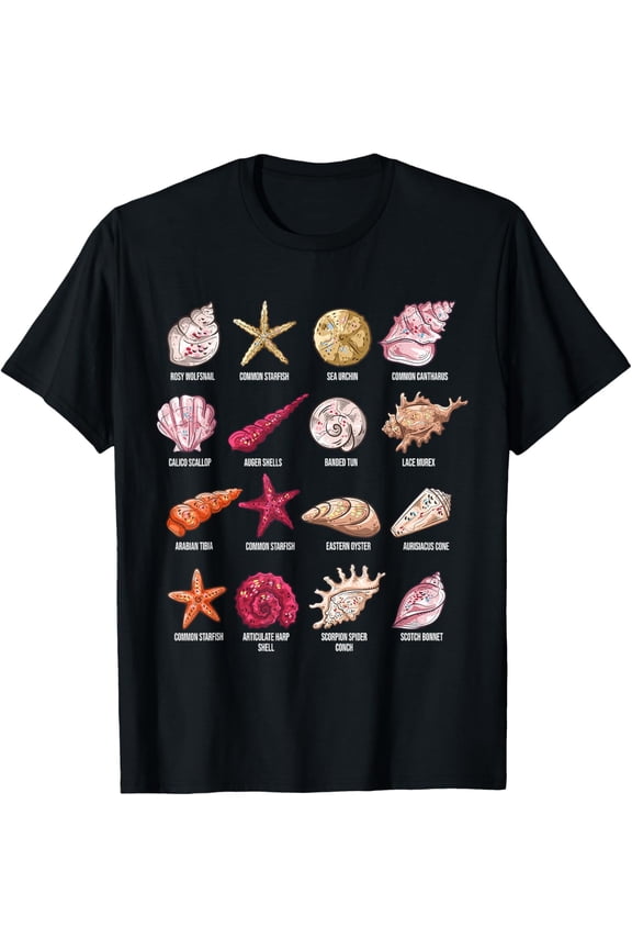 Types of seashells beach shelling conch sea shell T-Shirt