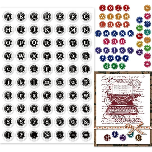 Typewriter Alphabet Clear Stamps English Letter Number Silicone Clear Stamp Seals for DIY Scrapbooking Journals Decorative Cards Making Photo Album for DIY