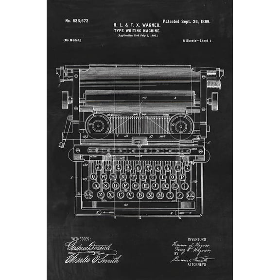 Typewriter (Antique) Patent Art Print