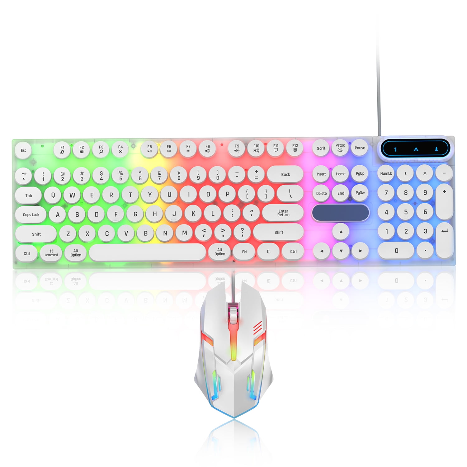 CMYBabee Gaming Keyboard and Mouse, Retro Punk LED Backlit Wired Computer mouse and keyboard combo, for Game / Office,  Windows Laptop PC (White)