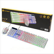 CMYBabee Gaming Keyboard and Mouse, Rainbow Backlit USB Wired Computer Mouse and Keyboard Combo, for Game, Office, White