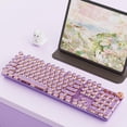 thumbnail image 1 of Typewriter Keyboard Wireless, 104 Keys Typewriter Style Mechanical with White Backlit, Media Knob, Pink Switch 2.4G/Bluetooth/USB-C Wired Retro Full Size Keyboard for Windows/Mac, 1 of 9
