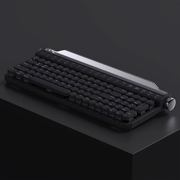 Typewriter Mechanical Keyboard, Blue Switch, Adjustable Backlight, Dual Wired Wireless Keyboard for PC, Tablet & Phone