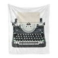 thumbnail image 1 of Typewriter Soft Flannel Fleece Throw Blanket, Nostalgic Illustration of Old Mechanical Keyboard, Cozy Plush for Indoor and Outdoor Use, 50" x 60", Grey Champagne, by Ambesonne, 1 of 5