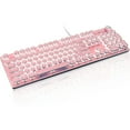 thumbnail image 1 of Typewriter Style Retro Wired Mechanical Gaming Keyboard,Vintage Steampunk Keyboard with White Backlit,104-Key Blue Switch Cute Keyboard,Round Keycaps Knob Control for PC/Laptop/Mac, 1 of 8