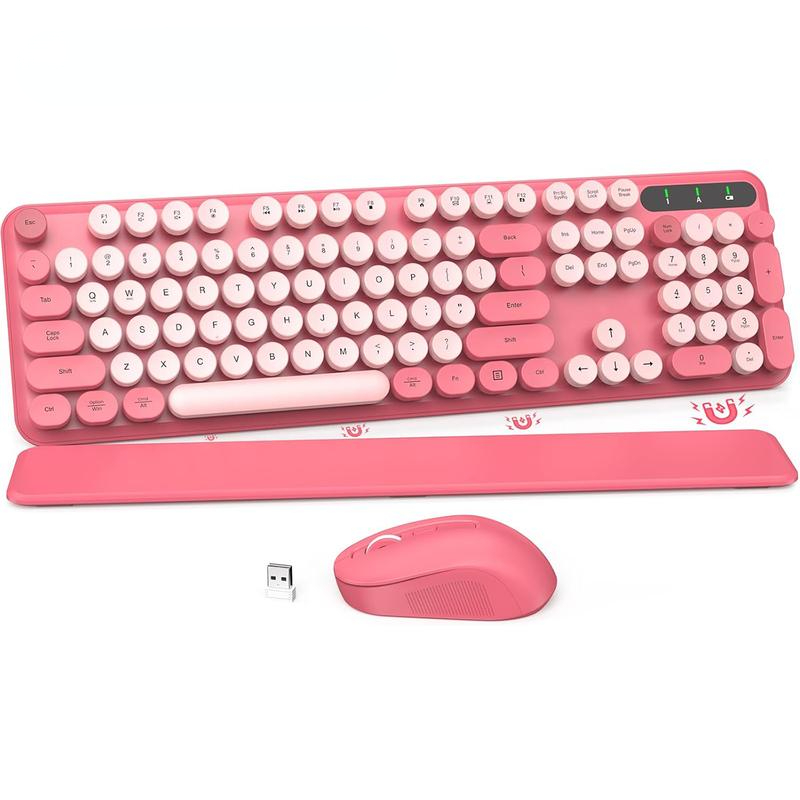 Type Writer Usb Typewriter USB Keyboard with Round Keycaps(Not Bluetooth), Full-Size ...