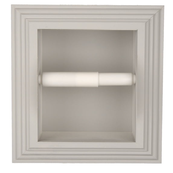 Typhon Recessed Solid Wood Toilet Paper Holder 7 x 8.5, Primed Gray